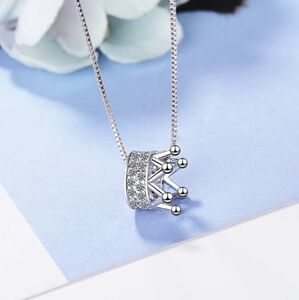 Queens Crown 925 Silver with Box Chain with Zirconia accents